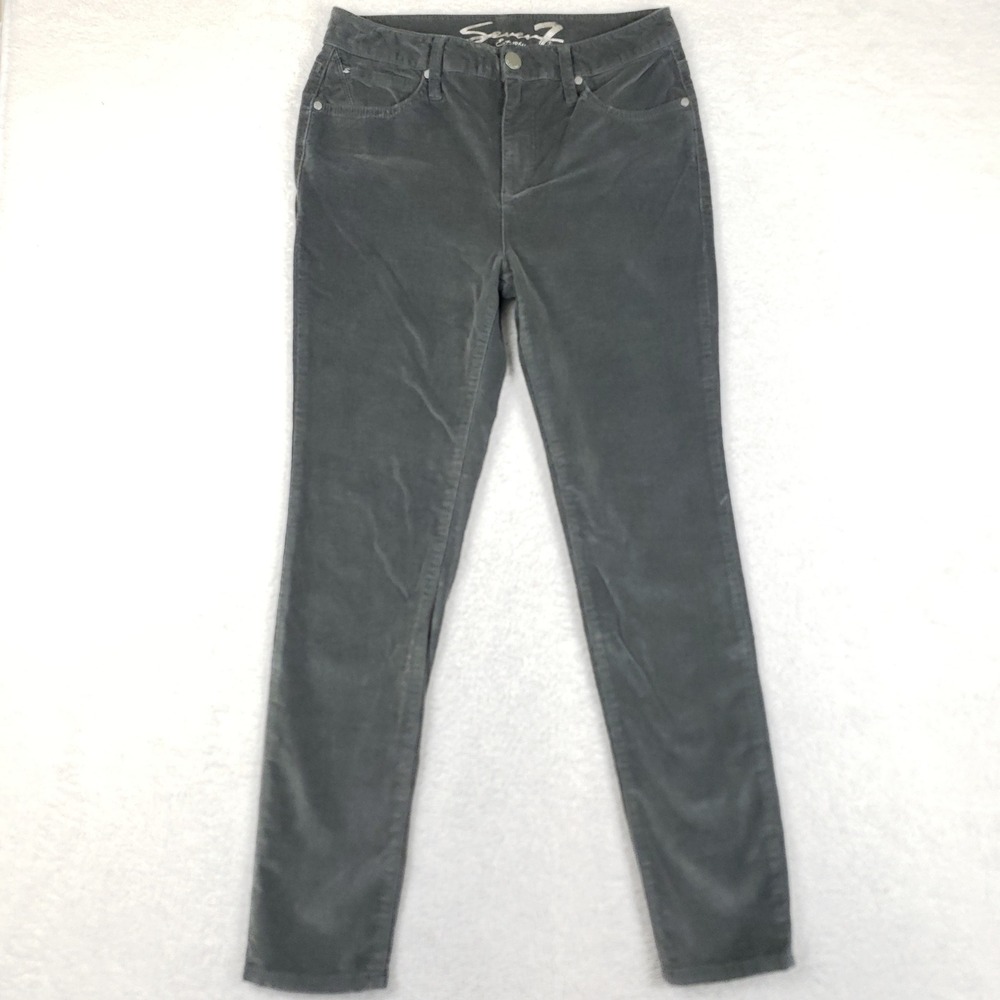 Seven7 Ultra High Rise Skinny Corduroy Pants Charcoal Grey Womens Size 8
